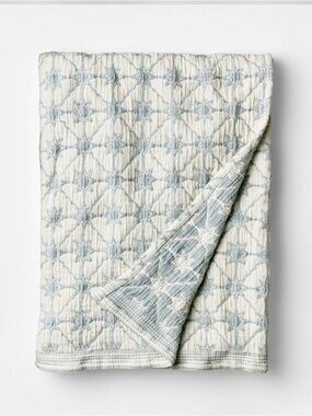 Studio McGee Quilted Star Throw - Light Blue & Cream